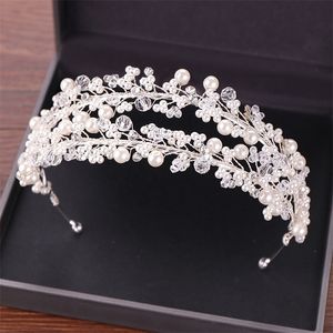 Hochzeitshaarschmuck weiße Perle Brautbänder Tiaras Kronstirnband für Brautzubehör Kopfbedeckung 221007