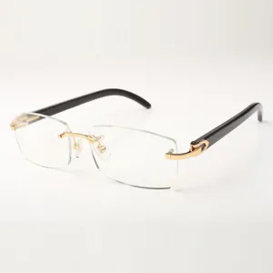 Buffs Glasses Frames 3524012 순수한 검은 색 Buffalo Horns 스틱으로 평평한 새로운 C 하드웨어와 함께 제공