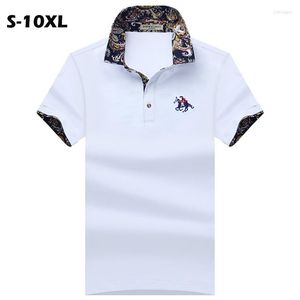 Polos masculinos de bordado de verão masculino para homens de manga curta larga pólo de pólo plus size s-10xl camisa