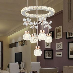 Lampy wiszące Nowoczesne pierścień LED Lekki żyrandol Cristal Luster Crystal żyrandolami Light Light Oświetlenie