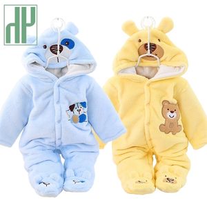 Rompers HH Baby Winter Warm Romper born Girls Overall Flannel Boys Autumn Long Sleeve Jumpsuit Costume 3-12 Month Infant Bear Pajamas 221007