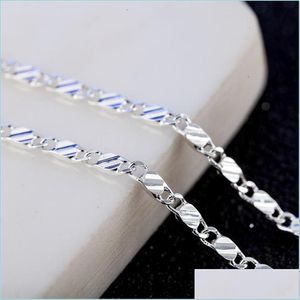 Łańcuchy 925 Sterling Sier 16/18/20/22/24/26/28/30 cala 2 mm Naszyjnik łańcuchowy dla kobiet Man Fashion Party Wedding Party 1278 T2 DR DHN3O