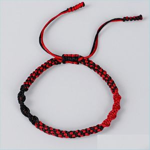 Braccialetti con ciondoli Buddista tibetano Nodi di mais fortunati Bracciale Donna Uomo Nuova moda Fatti a mano Blu Rosso Nero Corda intrecciata Gioielli regalo Dhmv6