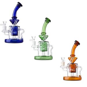 Klein Recycler Hohadahsユニークな色ヘビーベース14mm女性ジョイント喫煙アクセサリーシャワーヘッドパーコパーコレーターダブオイルリグWP308