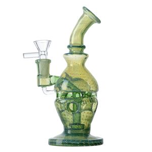 Yeşil mavi nargile 8 inç başlık cam bongs 14mm dişi eklem benzersiz bong fab yumurta dab yağ pistleri duş başlığı percolator su boruları kase