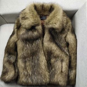 Men's Faux Fur Jacket, Winter Plush Warm Collar Thickened Mink Coat, All-in-One Men's Clothing