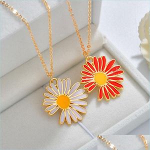 H￤nge halsband h￤nge halsband ny mode kreativitet design milj￶v￤nligt material smycken vit r￶d emalj solros h￤nge n dhv8u