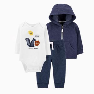 Kläderuppsättningar Iyeal Born Baby Clothes Set Cartoon Boy Girl Outfits Lång ärm Huvjacka Romper Pant Toddler Spädbarn 3 st 6 24m 221007