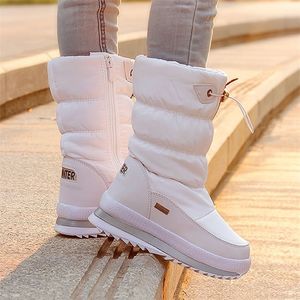 Boots White Women Winter Shoes Plush Midcalf Rubber Rubber Nonslip Platform Snow Female Plus 42 221007