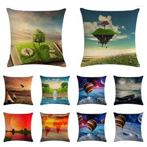 Pillow Beautiful Scenery Cover Fantasy Air Balloon For Home Sofa Chair Decorative Square Pillowcase TX99