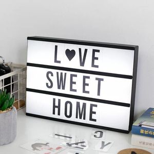 Night Lights LED Letter Lightbox DIY Light Large Size Letters Card Lamp USB Powered Cinema Home Decoration Lamps For Baby Gift