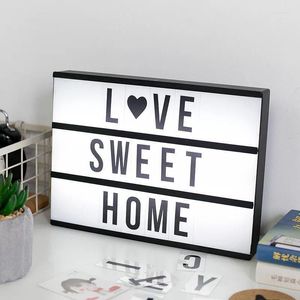 Luci notturne LED Letter Lightbox Luce fai da te Lettere di grandi dimensioni Lampada per carte Alimentata tramite USB Cinema Lampade per la decorazione della casa per il regalo del bambino