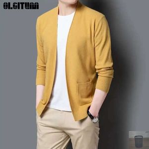 Sweaters 2020 Spring And Autumn Men's V-neck Cardigan New Thin Section Korean Slim Solid Color Jacket Casual Cotton Y2210