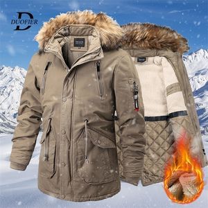 Men's Down Parkas Thicken Winter Coat Hooded Fur Collar Men Casual Warm Jacket Detachable Hat Fleece Male Outerwear Overcoat 221007
