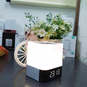 Strings LED Night Light Rechargeable Lamp Bedroom Luminous Digital Alarm Clock With Time