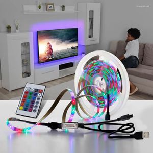 Strips 2835 5V LED Tape Light Strip Set 5 Meter Plus 24Key Remote Control Multicolor Lamp String For Party Decoration