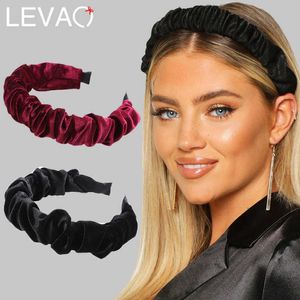 Pannband Levao Ruched Velvet pannband Vinterpläterad turban pannband för kvinnor hår Bezel Simple Hairband Non-Slip Hair Accessories T221007