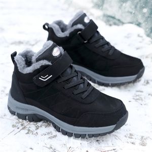 Stövlar sneakers män vinterskor varm plysch ankel snö avslappnad kort plattform 221007