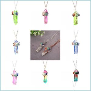 Pendant Necklaces Explosion Creative Original Stone Pendant Necklaces Crystal Column Hand-Wrapped Over The Crimp Seven Pp Necklace 16 Dhmb2