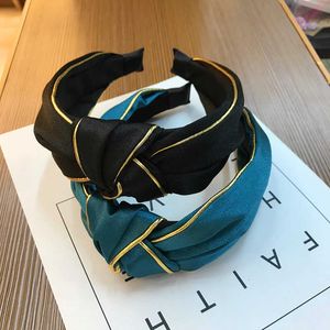 Headbands Golden Trim Solid Colors Headband High Quality Lace Wholesale Classic Hairband Fabric Floral Turban Cross Knot Hair Accessories T221007