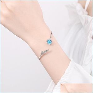 Charm Bracelets Tail Fish Bracelets Female Super Fairy Student Mermaid Tears Forest Cold Wind Blue Artificial Crystal Bracelet Drop D Dh3Uh