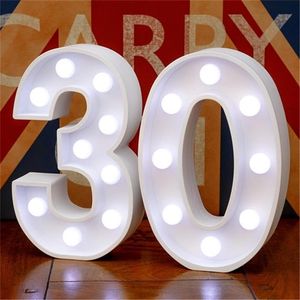 Andra evenemangsfestleveranser 2st Vuxen 30/40/50/60 nummer LED String Night Light Lamp Happy Birthing Balloon Jubileum Dekoration 221007