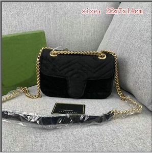 Designer-Vetvet väskor handväskor kvinnor berömda axelväska lyxhandväskor purses kedja mode crossbody väska 22x7x14cm