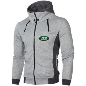 Herrtr￶jor Men'ssland Rover Print Hoodie Ytterkl￤der Sport Zipper Multi-Zip Slim Hooded Jacket Casual Long Sleeve Sweatshirts Man DC