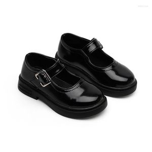 Flat Shoes Girls Black Leather for School Princess Kids Dress Student Performance Chaussure Fille 3 4 5 6 7 8 9 10 11 12 13t