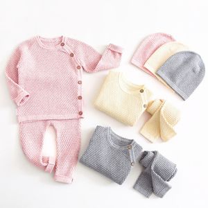 Completi di abbigliamento Vestiti per bambina e bambino Top nati primaverili Completi per pantaloni Pigiama maglione lavorato a maglia 221007