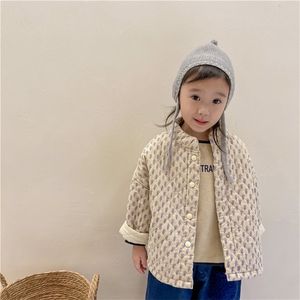 Down Coat Winter Kids Outerwear Korean Style Thicken Warm Cotton Padded Coats Boys And Girls Print Casual Stand Collar Children Coat 221007