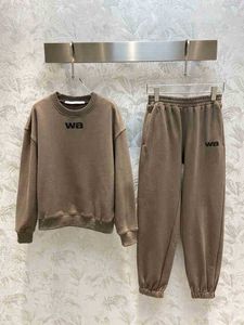 Women Two Piece Pants Designer Tracksuits 2022AW Round Neck Letter WANG Printed Casual Suits 2 Piece Sets Designers Female Apparel 0912