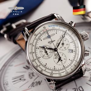 2022 New Zeppelin Watch Fashion Three Eye Multifunction Timecode Casual Läder Business Quartz Herrklocka Relojes hombre