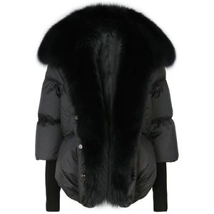 Women's Fur Faux YOLOAgain Oversized Winter Warm Real Collar Black Down Coat Women Puffer Outerwear Jackets Autumn 221006