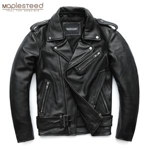 Men's Leather Faux MAPLESTEED Classical Motorcycle Jackets Men 100% Natural Cowhide Thick Moto Winter Sleeve 61-67cm 6XL M192 221007