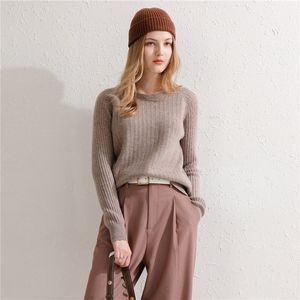 Kadın Örgü Tees Sonbahar Kadınlar 100 Saf Yün Sweater Kaşmir On Kazak Yokslu Düz Renk Örgü Dip Gömlü Plus Boyut 221007