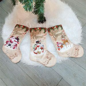 Рождественские украшения для украшений сумок кулон Санта -Клаус. Торговые торговые центры Домашний декор милый дерево висят рождественские чулки снеговик GCB16071