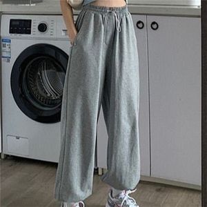 Bayan Pantolon Capris Pantolon Sokak Giyim Kore tarzı gevşek joggers kadın eşofmanları gri yüksek bel konforu basit temel gündelik moda pantolon 221007