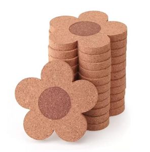 Cork Mats Pads Coasters Drinks Reusable Natural Cork 4 inch Flower Shape Wood Coaster For Desk Glass Table B1007