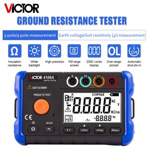 Electronic Measuring Instruments AC True RMS Digital Earth Resistance Tester 3 Pole 4 Pole Method Measurement Victor 4106A