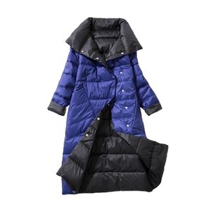 Kadınlar aşağı parkas kış aşağı ceket kadın parkas ceketler balıkçı yaka uzun rahat ışık ılık ördek aşağı çift taraflı aşınma su geçirmez dış giyim 221007