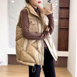 Damenwesten 0448 Schwarz Grau Weiß Khaki Ärmellose Jacke Frauen Lose Dicke Warme Weste Weste Weibliche Winter Weste Mantel Damen Oberbekleidung 221007