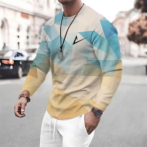 Mens TShirts Sports Style Casual 3D Printing Design Stitching Man Longsleeved Tshirt Colorful Male T Shirts Fashion Sportswear 221007