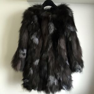 Women's Fur Faux Women Fashion Natural Long Coat Real Genuine for high fashion brand DFP671 221006