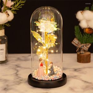 パーティーデコレーション美学の花の飾りロマンチックなプラスチックライトストリングブルームローズ人工バレンタインデーギフトギャラクシー
