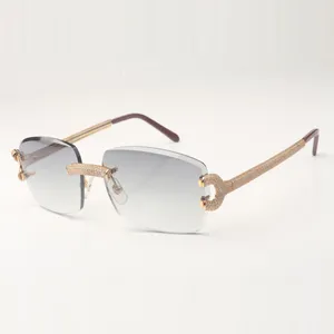 Micro-paved diamond claw sunglasses 3524030 with big C and 58 mm cut lenses