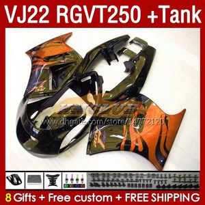 Łyżki czołgów dla Suzuki RGVT250 VJ 22 RGV RGVT 250 CC RGVT-250 160NO.181 RGV250 SAPC VJ22 91 92 1993 1995 1996 RGV-250 1990 1991 1992 93 94 95 96 OEM Fairing Orange Flames