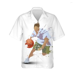 M￤ns avslappnade skjortor Jumeast 3D cool basketspelare tryckt Hawaiian skjorta m￤n kort ￤rm Sports streetwear trendig f￶r l￶sa toppar 5xl