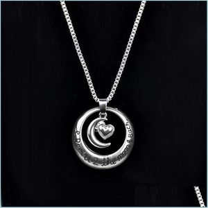 Pendant Necklaces Fathers Day I Love U 2 The Moon And Back Circle With Heart Pendant Necklace Couples 159 U2 Drop Delivery 2021 Jewel Dhp81