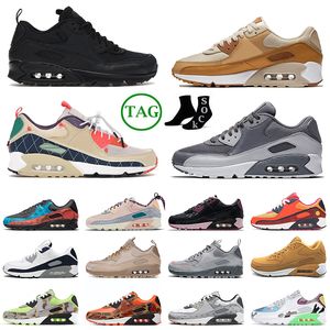 رياضة التسعينات من القرن الماضي أحذية 90 US 12 Triple White Trail Trail Team Gold USA Black Lucha Libre Surplus Desert Camo Obsidain Leather Men Women Trainers Sneakers